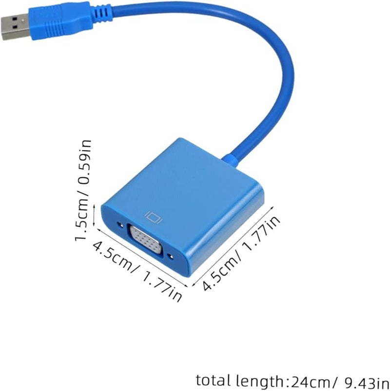USB to VGA Adapter Cable External Video Converter for Monitor Blue Driver Included - Image 2